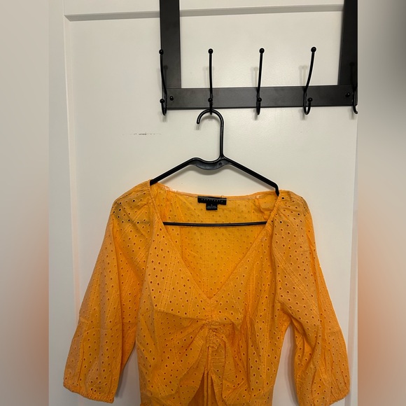 Sanctuary Washed Melon Eyelet Drawstring Blouse - Picture 3 of 7